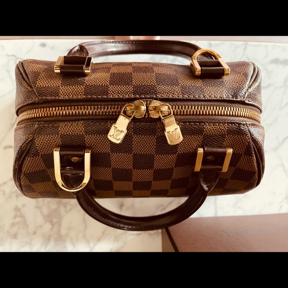 đź’ŻAUTHENTIC LOUIS VUITTON RIVERA MINI HAND BAG PURSE DAMIER EBENE - Picture 4 of 16